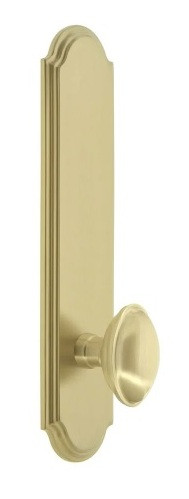 Grandeur Hardware - Arc Tall Plate Privacy with Eden Prairie Knob in Satin Brass - ATPEDN - 878502