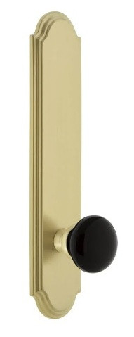 Grandeur Hardware - Arc Tall Plate Privacy with Coventry Knob in Satin Brass - ATPCOV - 878543