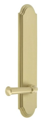 Grandeur Hardware - Arc Tall Plate Privacy with Georgetown Lever in Satin Brass - ATPGEO - 878560