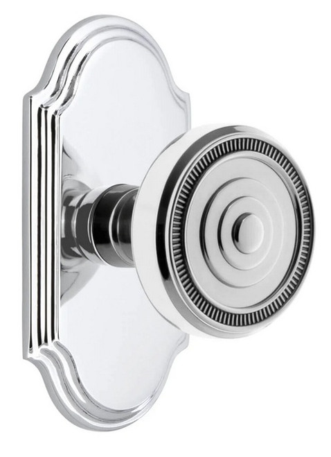 Grandeur Hardware - Arc Short Plate Passage with Soleil Knob in Bright Chrome - ARCSOL - 882894