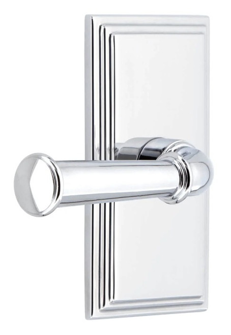 Grandeur Hardware - Carre Short Plate Passage with Georgetown Lever in Bright Chrome - CARGEO - 883245
