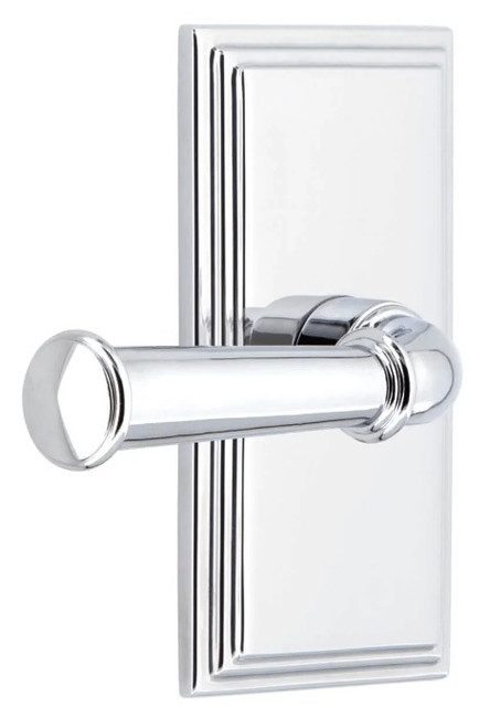 Grandeur Hardware - Carre Short Plate Privacy with Georgetown Lever in Bright Chrome - CARGEO - 883325