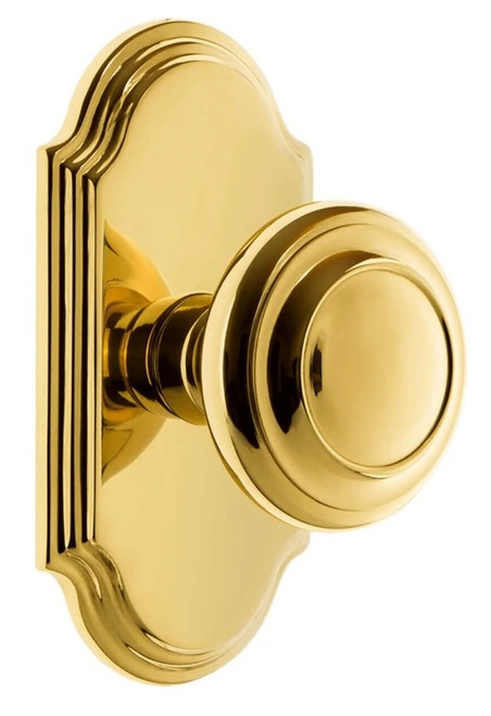 Grandeur Hardware - Arc Short Plate Passage with Circulaire Knob in Lifetime Brass - ARCCIR - 884435
