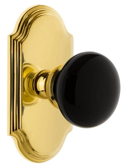 Grandeur Hardware - Arc Short Plate Passage with Coventry Knob in Lifetime Brass - ARCCOV - 884452
