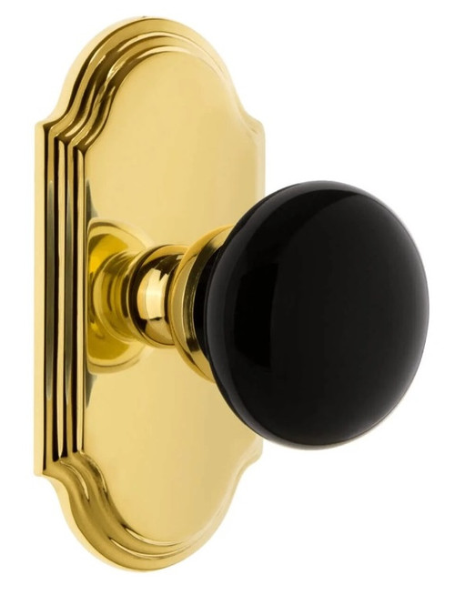 Grandeur Hardware - Arc Short Plate Passage with Coventry Knob in Lifetime Brass - ARCCOV - 884460
