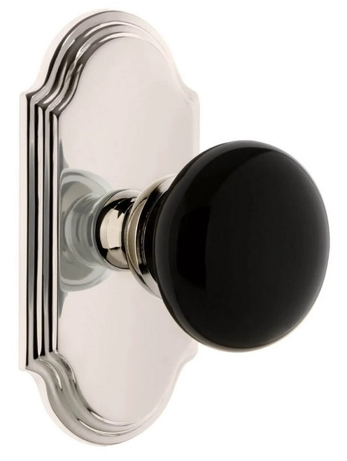Grandeur Hardware - Arc Short Plate Passage with Coventry Knob in Polished Nickel - ARCCOV - 884462