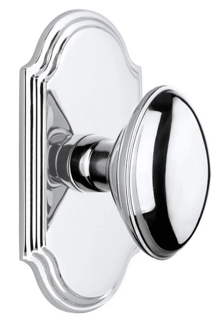 Grandeur Hardware - Arc Short Plate Passage with Eden Prairie Knob in Bright Chrome - ARCEDN - 884476