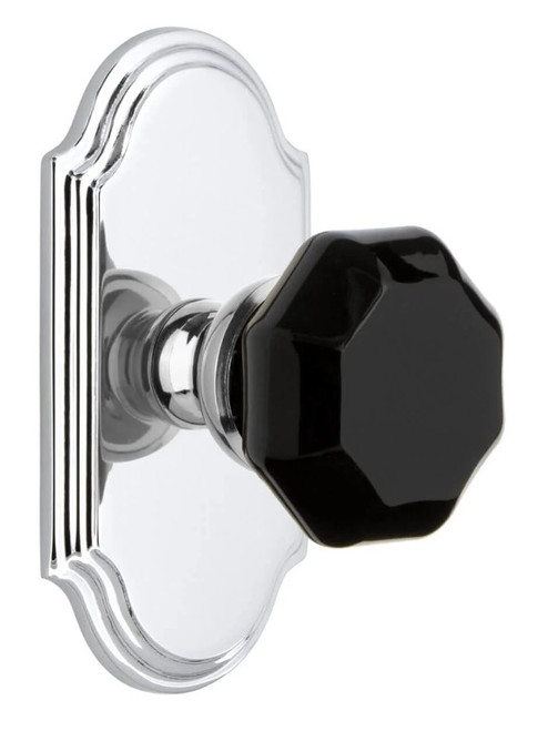 Grandeur Hardware - Arc Short Plate Passage with Lyon Knob in Bright Chrome - ARCLYO - 884519