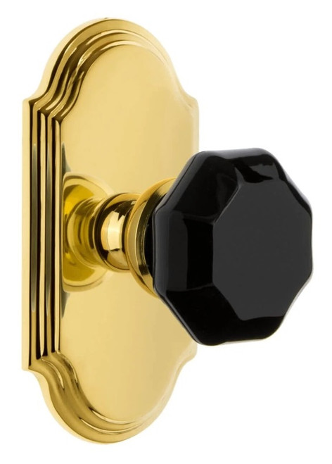 Grandeur Hardware - Arc Short Plate Passage with Lyon Knob in Lifetime Brass - ARCLYO - 884520