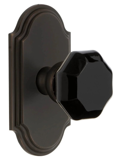 Grandeur Hardware - Arc Short Plate Passage with Lyon Knob in Timeless Bronze - ARCLYO - 884524