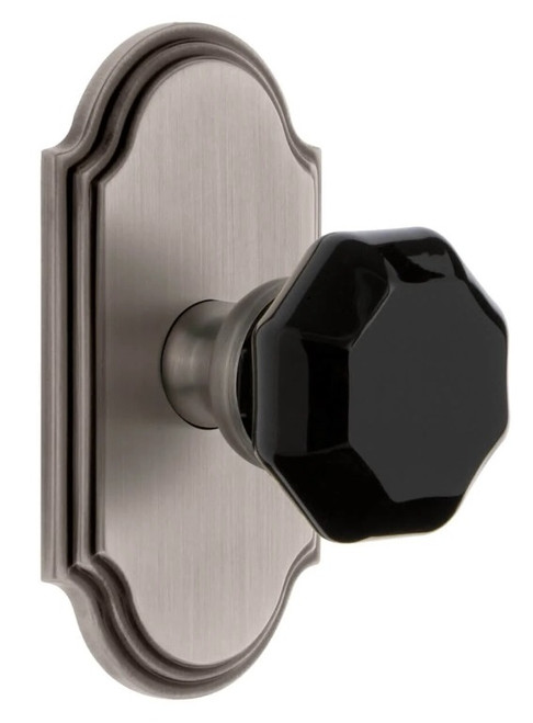 Grandeur Hardware - Arc Short Plate Passage with Lyon Knob in Antique Pewter - ARCLYO - 884526