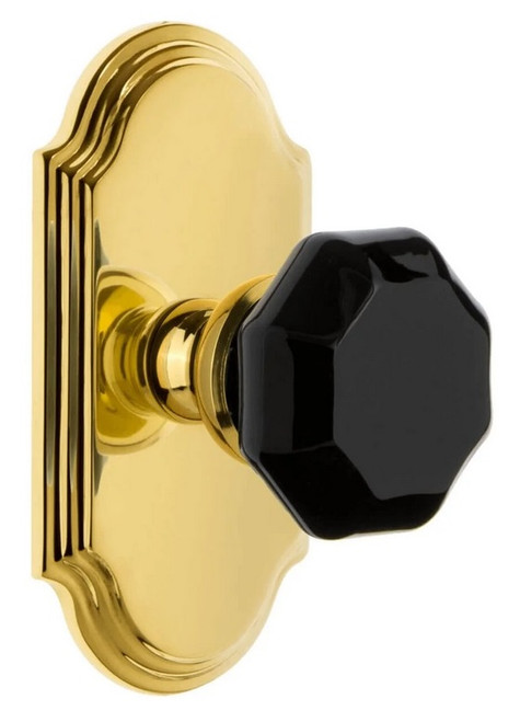 Grandeur Hardware - Arc Short Plate Passage with Lyon Knob in Lifetime Brass - ARCLYO - 884528
