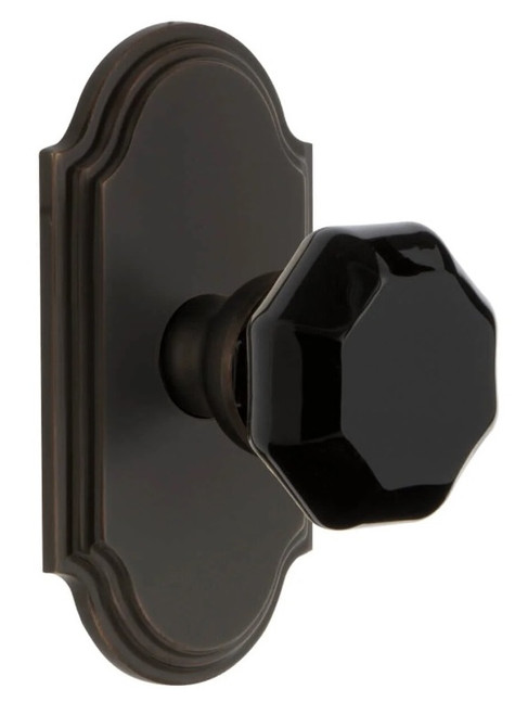 Grandeur Hardware - Arc Short Plate Passage with Lyon Knob in Timeless Bronze - ARCLYO - 884532