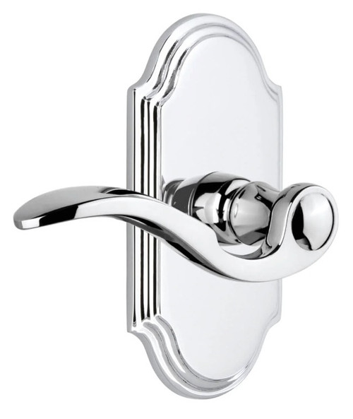Grandeur Hardware - Arc Short Plate Passage with Bellagio Lever in Bright Chrome - ARCBEL - 884567