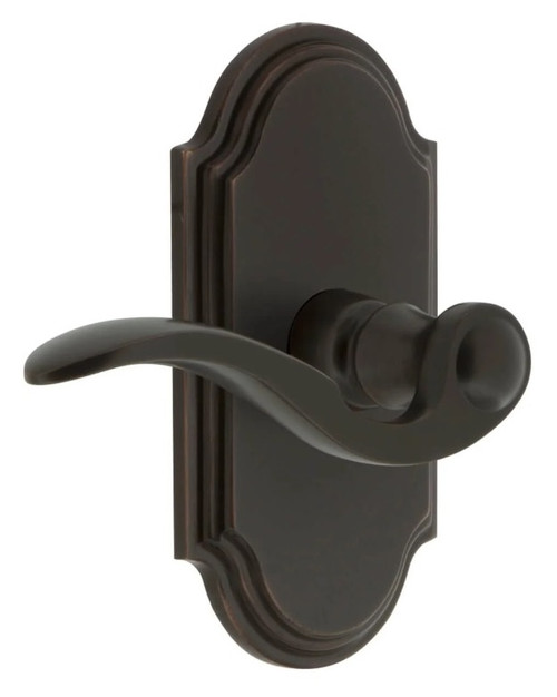 Grandeur Hardware - Arc Short Plate Passage with Bellagio Lever in Timeless Bronze - ARCBEL - 884582