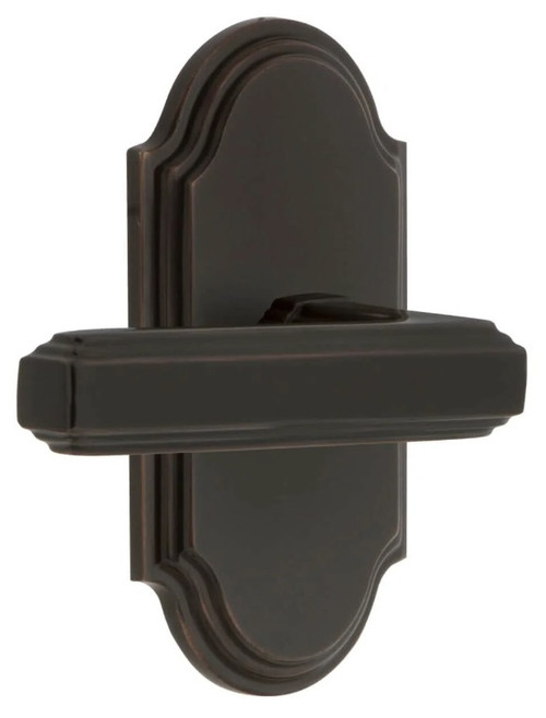 Grandeur Hardware - Arc Short Plate Passage with Carre Lever in Timeless Bronze - ARCCRL - 884591