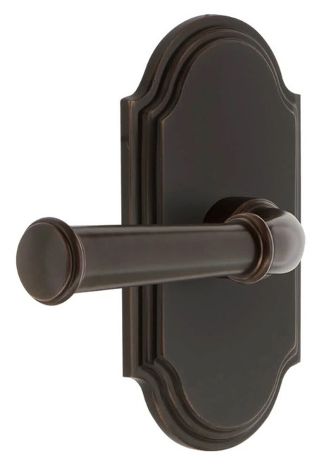 Grandeur Hardware - Arc Short Plate Passage with Georgetown Lever in Timeless Bronze - ARCGEO - 884614
