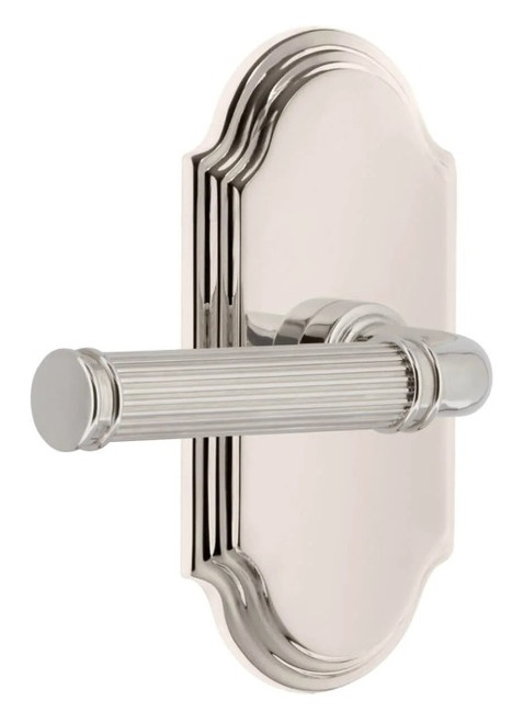 Grandeur Hardware - Arc Short Plate Passage with Soleil Lever in Polished Nickel - ARCSLL - 884646