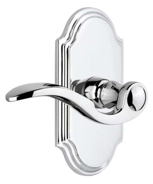 Grandeur Hardware - Arc Short Plate Passage with Bellagio Lever in Bright Chrome - ARCBEL - 884651