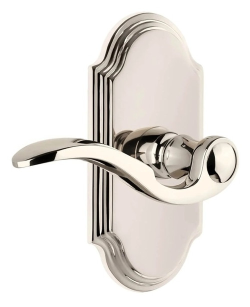 Grandeur Hardware - Arc Short Plate Passage with Bellagio Lever in Polished Nickel - ARCBEL - 884664