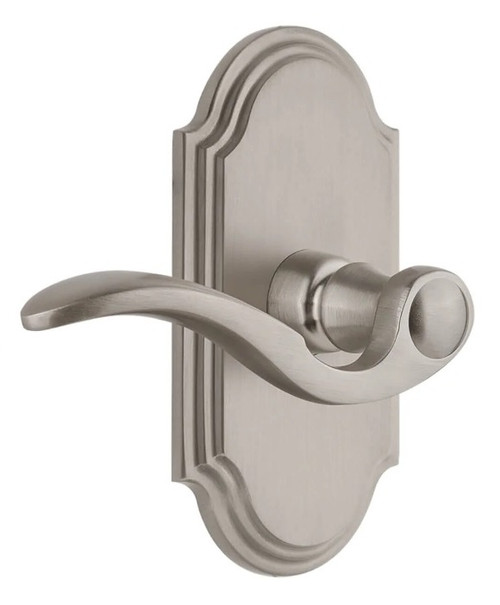 Grandeur Hardware - Arc Short Plate Passage with Bellagio Lever in Satin Nickel - ARCBEL - 884665