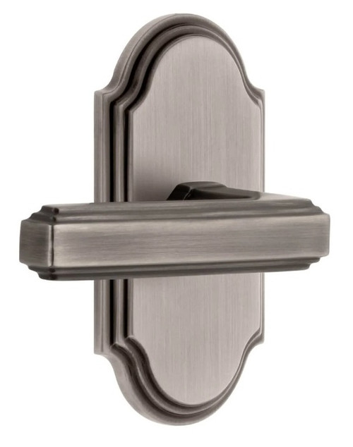 Grandeur Hardware - Arc Short Plate Passage with Carre Lever in Antique Pewter - ARCCRL - 884677