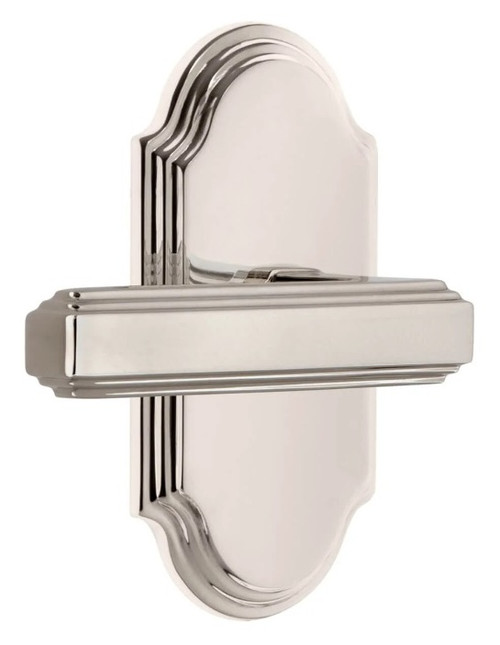 Grandeur Hardware - Arc Short Plate Passage with Carre Lever in Polished Nickel - ARCCRL - 884682