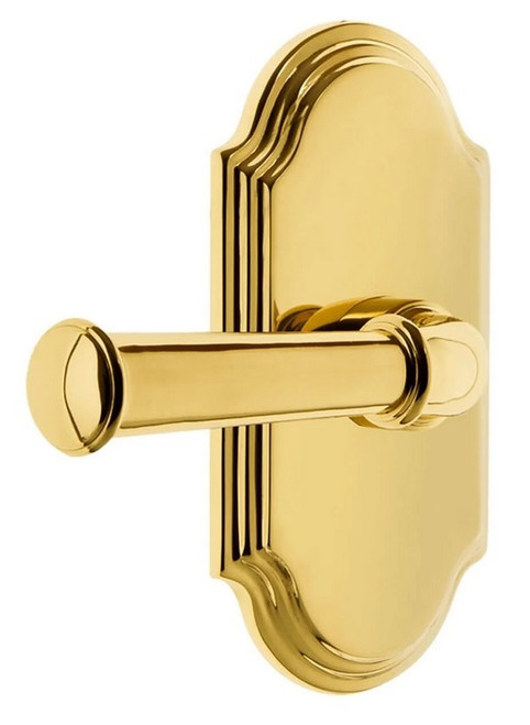 Grandeur Hardware - Arc Short Plate Passage with Georgetown Lever in Lifetime Brass - ARCGEO - 884694