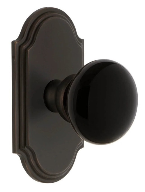 Grandeur Hardware - Arc Short Plate Privacy with Coventry Knob in Timeless Bronze - ARCCOV - 884892
