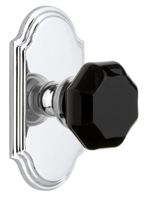 Grandeur Hardware - Arc Short Plate Privacy with Lyon Knob in Bright Chrome - ARCLYO - 884955