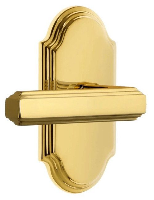 Grandeur Hardware - Arc Short Plate Privacy with Carre Lever in Lifetime Brass - ARCCRL - 885023