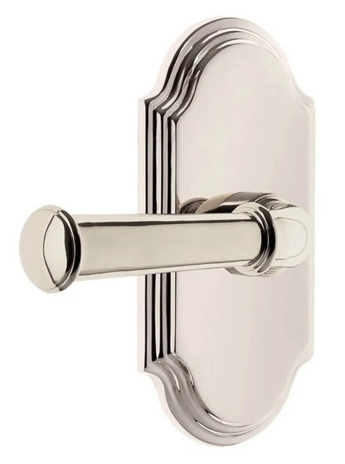 Grandeur Hardware - Arc Short Plate Privacy with Georgetown Lever in Polished Nickel - ARCGEO - 885040
