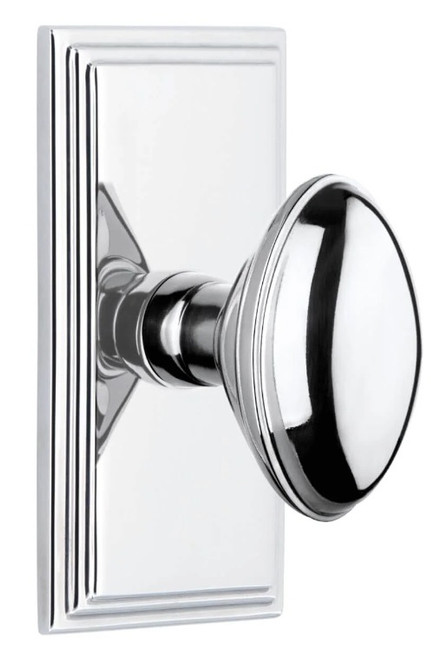 Grandeur Hardware - Carre Short Plate Passage with Eden Prairie Knob in Bright Chrome - CAREDN - 885947