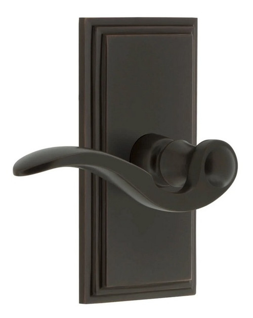 Grandeur Hardware - Carre Short Plate Passage with Bellagio Lever in Timeless Bronze - CARBEL - 886062