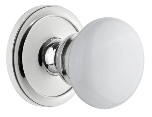 Grandeur Hardware - Circulaire Rosette Passage with Hyde Park Knob in Bright Chrome - CIRHYD - 887471