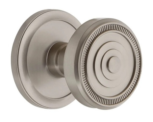 Grandeur Hardware - Circulaire Rosette Privacy with Soleil Knob in Satin Nickel - CIRSOL - 887943