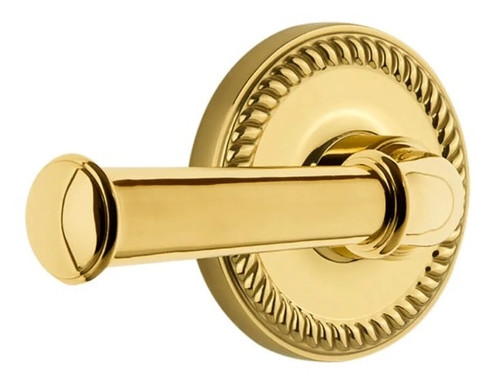 Grandeur Hardware - Newport Rosette Passage with Georgetown Lever in Lifetime Brass - NEWGEO - 892531