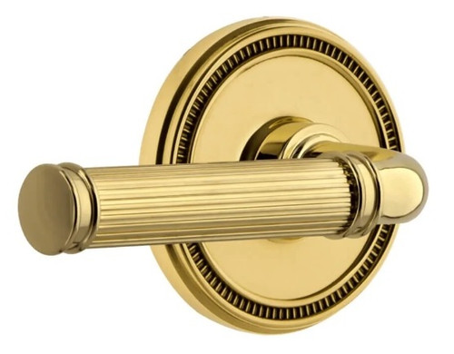 Grandeur Hardware - Soleil Rosette Privacy with Soleil Lever in Lifetime Brass - SOLSLL - 896556