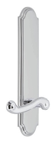 Grandeur Hardware - Arc Tall Plate Double Dummy with Newport Lever in Bright Chrome - ATPNEW - 897204
