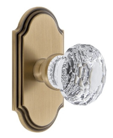 Grandeur Hardware - Arc Short Plate Single Dummy with Brilliant Crystal Knob in Vintage Brass - ARCBLT - 897439