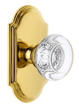 Grandeur Hardware - Arc Short Plate Single Dummy with Bordeaux Crystal Knob in Lifetime Brass - ARCBOR - 897442