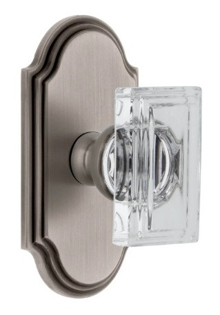 Grandeur Hardware - Arc Short Plate Single Dummy with Carre Crystal Knob in Antique Pewter - ARCCCR - 897455