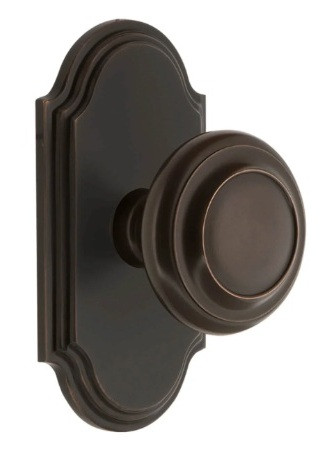Grandeur Hardware - Arc Short Plate Single Dummy with Circulaire Knob in Timeless Bronze - ARCCIR - 897476