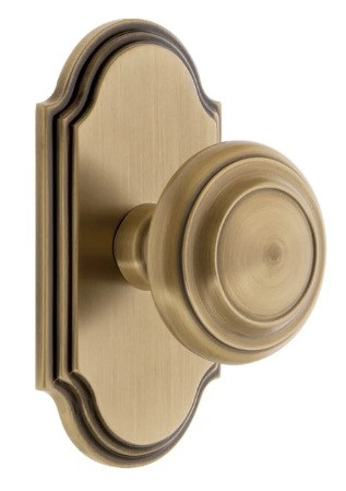 Grandeur Hardware - Arc Short Plate Single Dummy with Circulaire Knob in Vintage Brass - ARCCIR - 897477