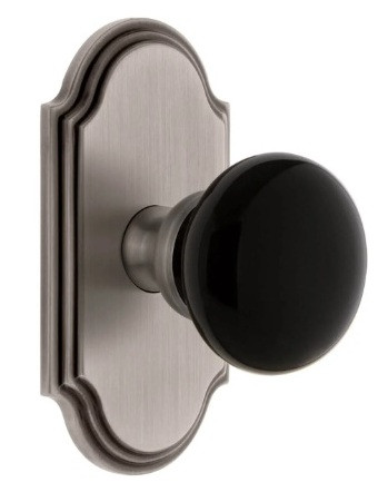 Grandeur Hardware - Arc Short Plate Single Dummy with Coventy Knob in Antique Pewter - ARCCOV - 897478