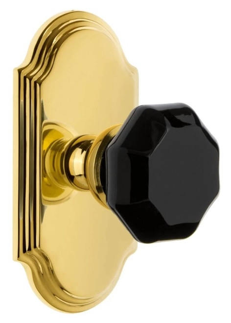Grandeur Hardware - Arc Short Plate Single Dummy with Lyon Knob in Lifetime Brass - ARCLYO - 897512