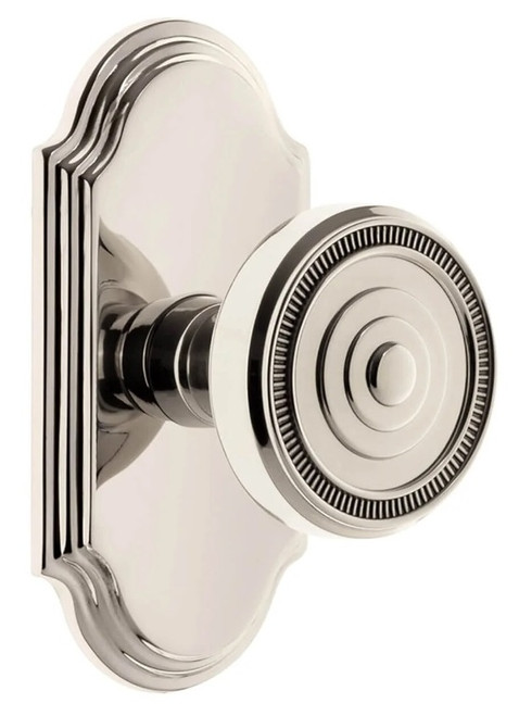 Grandeur Hardware - Arc Short Plate Single Dummy with Soleil Knob in Polished Nickel - ARCSOL - 897529