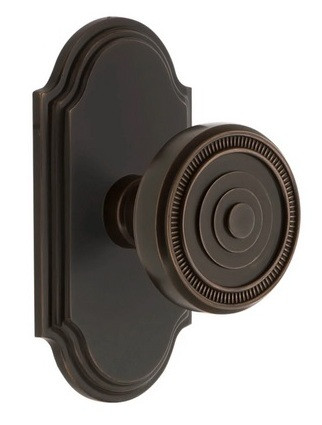 Grandeur Hardware - Arc Short Plate Single Dummy with Soleil Knob in Timeless Bronze - ARCSOL - 897531