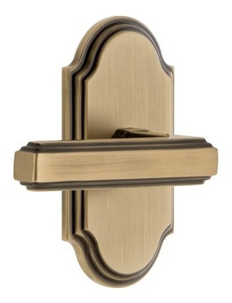 Grandeur Hardware - Arc Short Plate Single Dummy with Carre Lever in Vintage Brass - ARCCRL - 897548