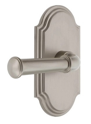 Grandeur Hardware - Arc Short Plate Single Dummy with Georgetown Lever in Satin Nickel - ARCGEO - 897583